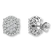 Bright Halo Lab Grown Diamonds 2ctw Oval Cluster Stud Earrings