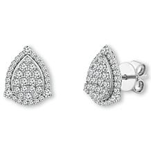 Bright Halo Lab Grown Diamonds 2ctw Pear Halo Cluster Stud Earrings