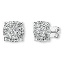 Bright Halo Lab Grown Diamonds 2ctw Square Cluster Stud Earrings