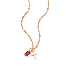 Brook & York Josephine 14K Gold-Plated Cross Birthstone Necklace