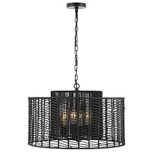 Brynora 4 Light 25" Black Paper Rope Iron Pendant