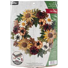 Bucilla Felt 16" Wreath Applique Kit, Round-Floral Fall