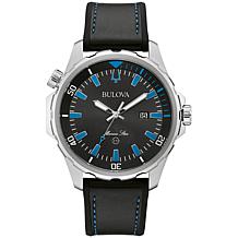 Bulova "Marine Star" Stainless Steel Men's Black Silicone Strap Watch