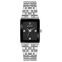 Bulova "Quadra" Stainless Steel Women's Diamond Bracelet Watch