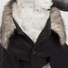 Buttoned Coast-Guard Fashion Faux-Fur Collared Wool Pet Coat