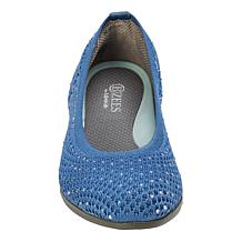 BZees Kallie Mesh Knit Rhinestone Flat