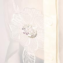 C Wonder 3D Flower Button-Front Organza Top