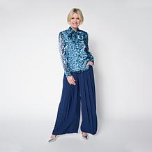 C Wonder by Christian Button-Down Necktie Blouse