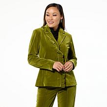 C Wonder by Christian Siriano Casual Velvet Ruffle Blazer