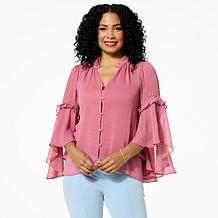 C Wonder by Christian Siriano Chiffon Drama Top