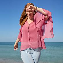 C Wonder by Christian Siriano Chiffon Drama Top