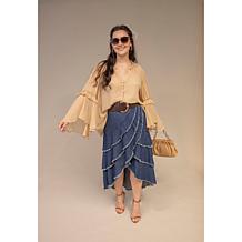 C Wonder by Christian Siriano Chiffon Drama Top