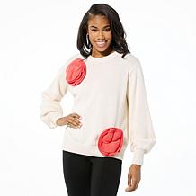 C Wonder by Christian Siriano Cotton Yarn 3D Flower Top