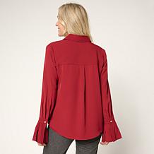 C Wonder by Christian Siriano Crepe Button-Up Blouse