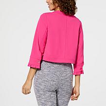 C Wonder by Christian Siriano Cropped Crepe Jacket with Ruffle Trim