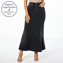 C Wonder by Christian Siriano Denim Paneled Maxi Skirt