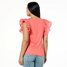 C Wonder by Christian Siriano Eyelet Sleeve Tee