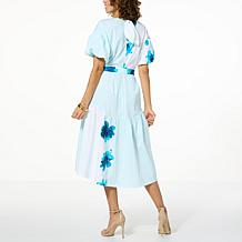 C Wonder by Christian Siriano Poplin Puff Sleeve Midi Dress