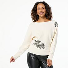 C Wonder by Christian Siriano Reversible Lace Dolman Sweater