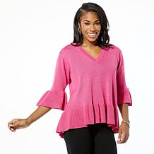 C Wonder by Christian Siriano Ruffle Hem Sweater Top