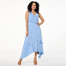 C Wonder Runway Collection Crinkled Chiffon Tiered Ruffle