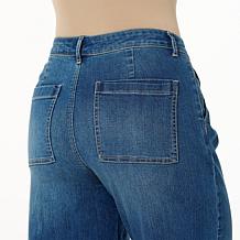 C Wonder by Christian Siriano Stretch Denim Raw Edge Wide Leg Jean