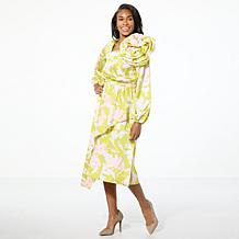 C Wonder by Christian Siriano Textured Satin Floral Ruffle Dress