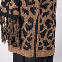 C Wonder Jacquard Knit Coatigan Topper with Scarf