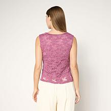 C Wonder Knit Lace V-Neck Tank