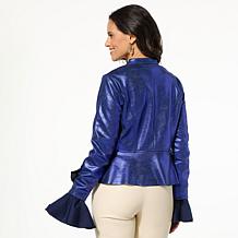 C Wonder Metallic Knit Ruffle Jacket