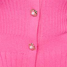 C Wonder Organza Sleeve Ribbed Cardigan