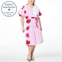 C Wonder Poplin Puff Sleeve Midi Dress