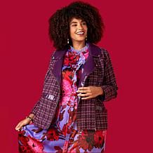 C Wonder Tweed and Faux Leather Moto Jacket