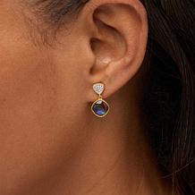 Canadian Ammolite and White Topaz Drop Earrings