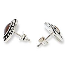 Canadian Ammolite Gems 6mm Round Green Ammolite Triplet Stud Earrings