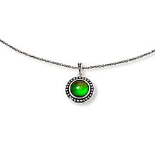 Canadian Ammolite Gems 8mm Round Green Ammolite Pendant with Chain