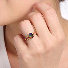 Canadian Ammolite Gems Ammolite and Ruby or Sapphire Ring