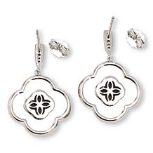 Canadian Ammolite Gems Ammolite and White Topaz Clover Drop Earrings