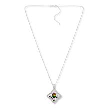 Canadian Ammolite Gems Ammolite and White Topaz Flower Pendant