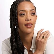 Canadian Ammolite Gems Ammolite Triplet & White Topaz Bypass Ring