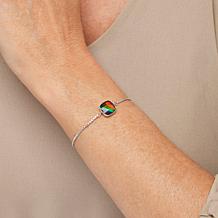 Canadian Ammolite Gems Cushion-Cut Station Adjustable Chain Bracelet