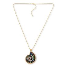 Canadian Ammolite Gems Gold-Plated Ammolite Shell Pendant with Chain