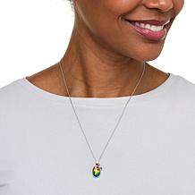 Canadian Ammolite Gems Oval Ammolite and Multigem Pendant with Chain