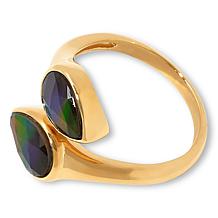 Canadian Ammolite Gems Pear-Shape Ammolite 2-Stone Bypass Ring