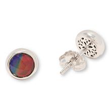 Canadian Ammolite Gems Round Ammolite Stud Earrings