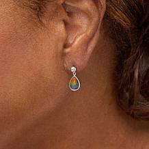 Canadian Ammolite Gems Sterling Silver Ammolite Pear Drop Earrings