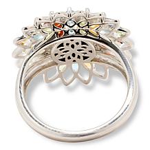 Canadian Ammolite Gems Sterling Silver Multigemstone Flower Ring