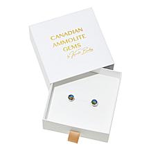 Canadian Ammolite Gems Sterling Silver Round Ammolite Stud Earrings