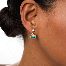 Canadian Ammolite Gems Trilliant-Cut Ammolite and White Topaz Earrings