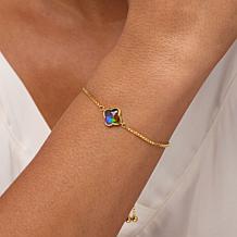 Canadian Ammolite Triplet Clover-Design Gold-Plated 10" Bolo Bracelet